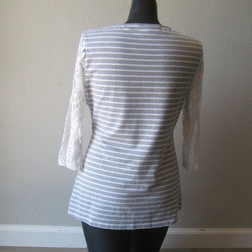 Milk Nursingwear Stripes Gray and White Top - Picture 7 of 9